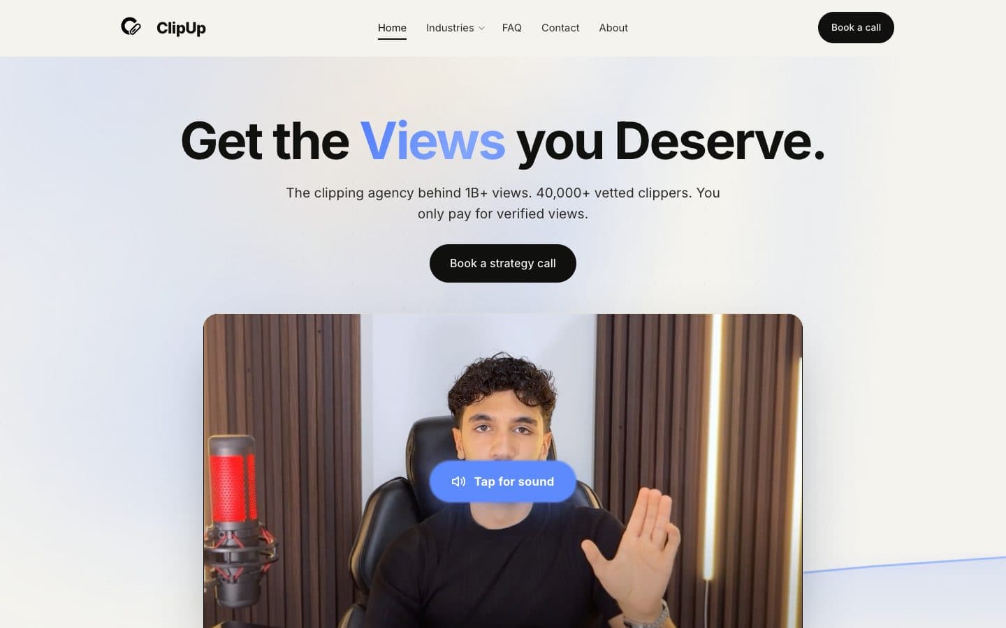 ClipUp homepage as it appeared on September 15, 2026