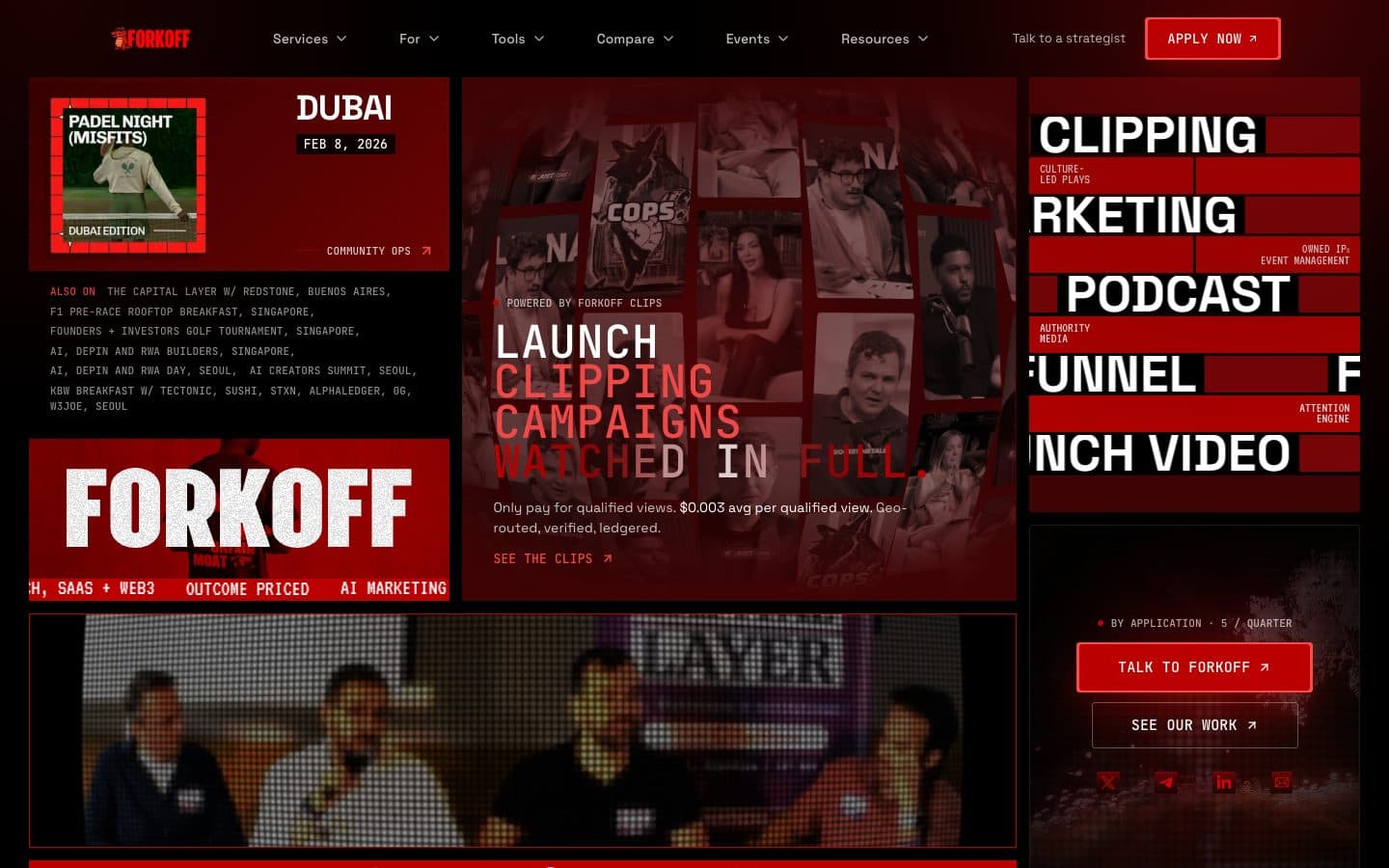 FORKOFF homepage as it appeared on September 15, 2026