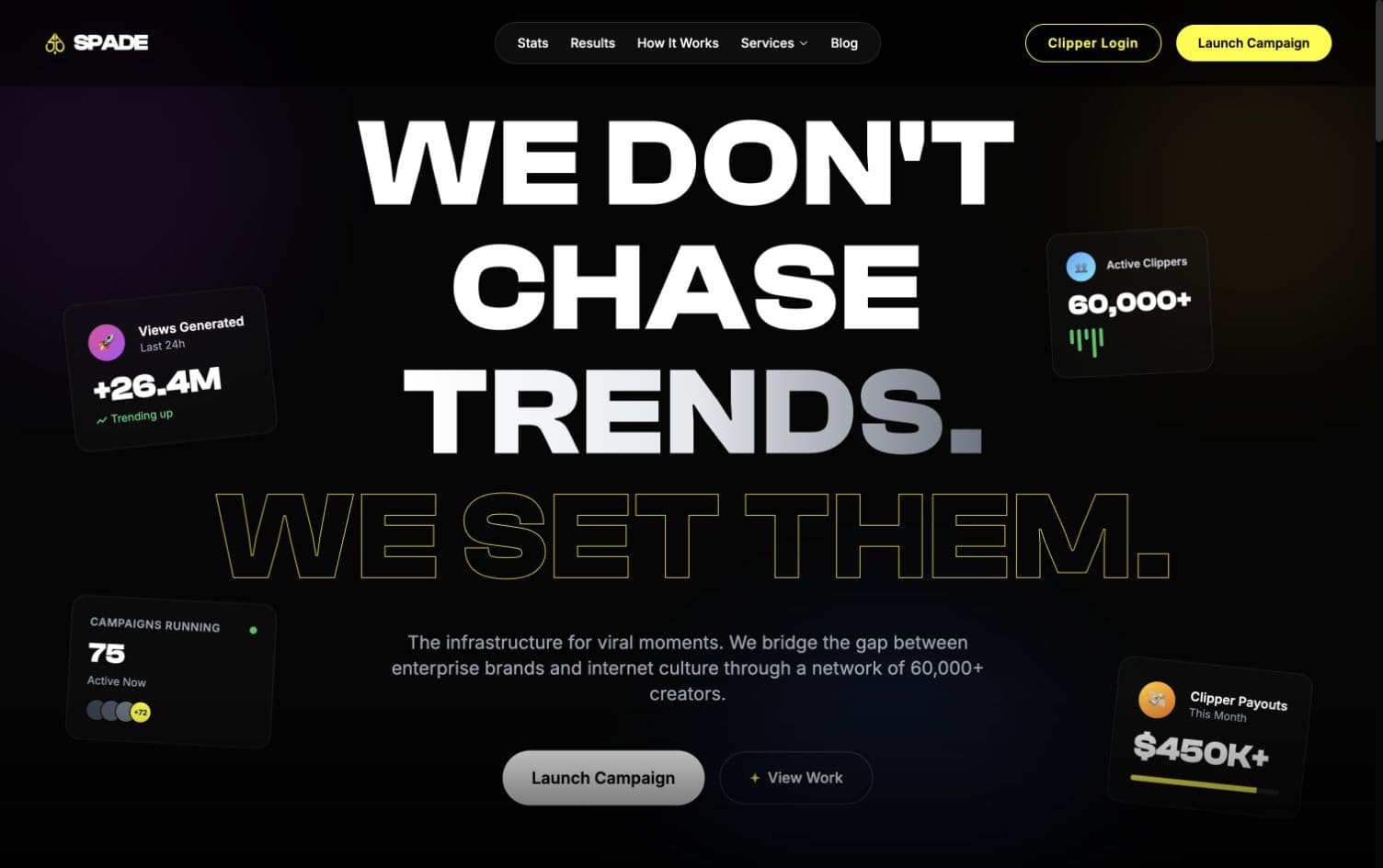 Spade Clipping homepage as it appeared on September 23, 2026