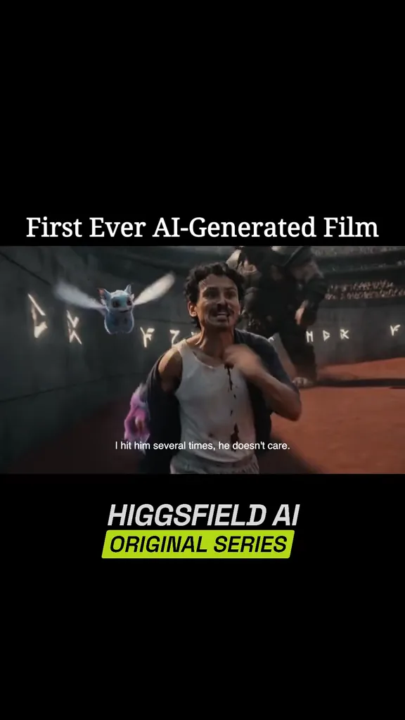 A clip from Higgsfield AI’s Arena Zero campaign, captioned “First Ever AI-Generated Film”